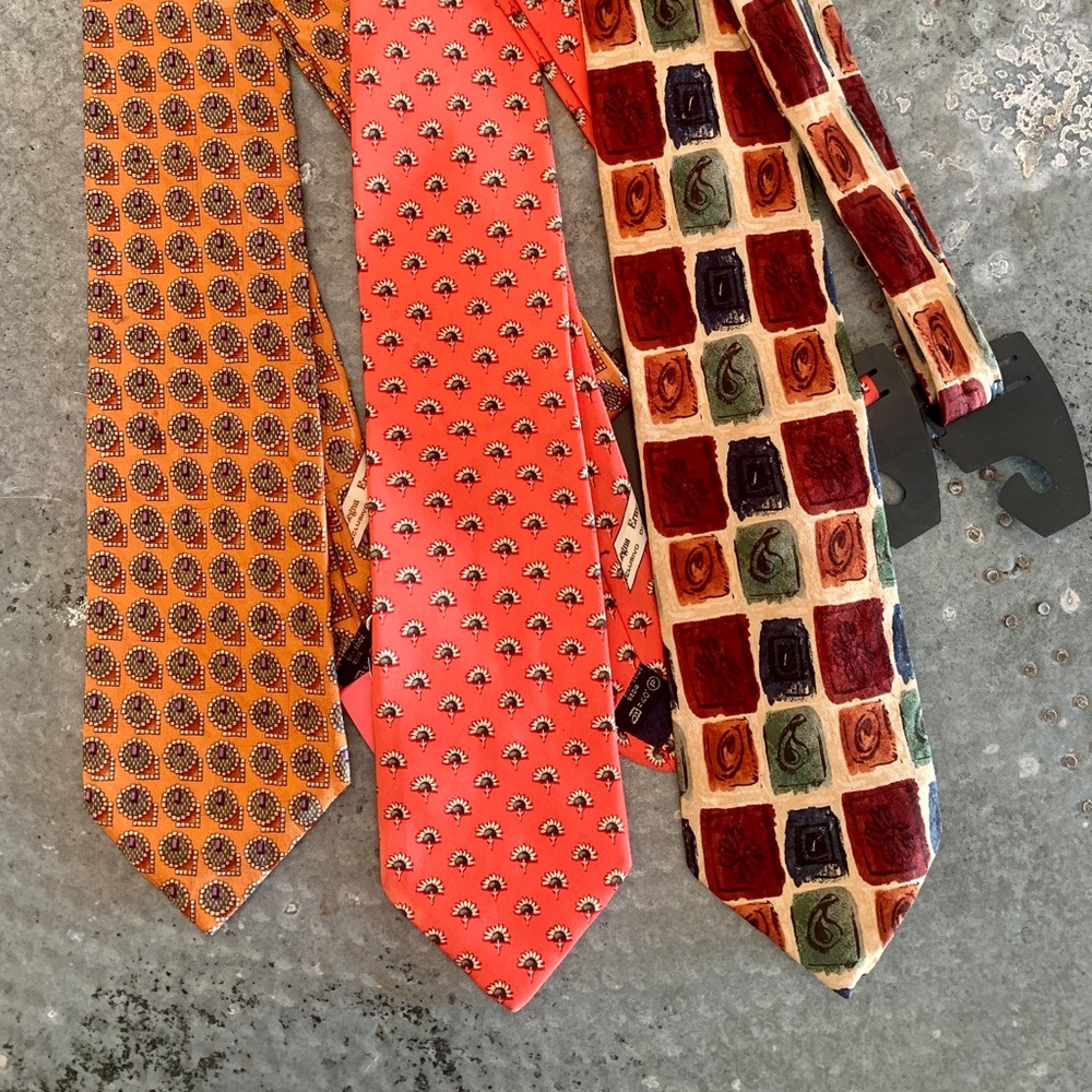 ERMENEGILDO ZEGNA SET OF 3 TIES MADE IN ITALY 100% FINEST SILK.